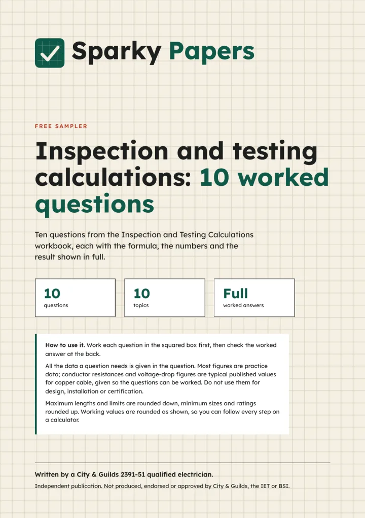 Front page of the free sampler: 10 worked questions